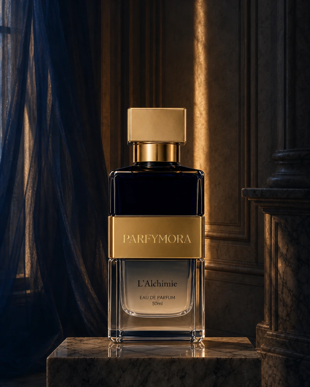 L'Alchimie eau de parfum bottle in a Parisian interior