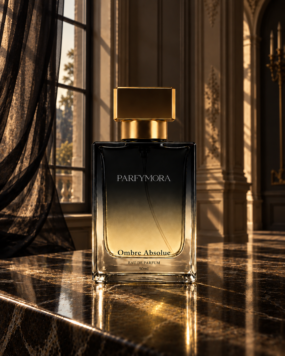 Ombre Absolue eau de parfum bottle in a Parisian interior