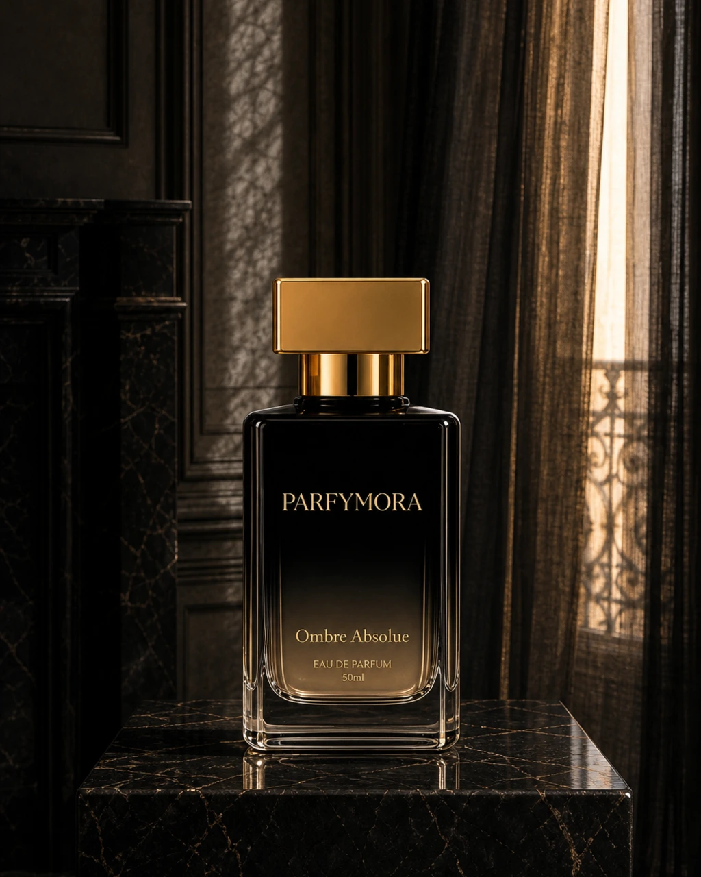 Ombre Absolue eau de parfum bottle in a Parisian interior